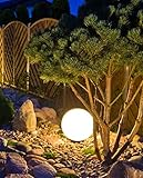 Trango 300W Gartenkugel Leuchte IP65 Kugelleuchte 30cm Durchmesser in Weiß matt mit je 5m Zuleitungskabel & 1x E27 Fassung, geeignet für LED Leuchtmittel Gartenleuchte, Außenleuchte, Gartenstrahler