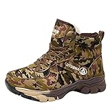 Maskjuwio Winterstiefel Herren Schwarz Wasserdicht, Herren Lace Up Dicke Lederstiefel Schlupfstiefel Trekkingschuhe Lammfell rutschfest Plush Arbeitsstiefel Schnürstiefel Leder Winterschuhe