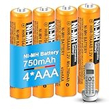 4 Pack NI-MH AAA Akku Wiederaufladbare Batterien 750mAh 1.2v HHR-70AAAB für Gigaset BT Panasonic Kabelloses Heimtelefon
