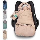 ULLENBOOM Einschlagdecke Babyschale, 100% OEKO-TEX Materialien, Ideal für Herbst und Winter, Sand (Made in EU) - Babydecke für Kindersitz oder Kinderwagen, kuschelige Decke für Babys