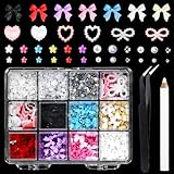 Mischen Nagel Schmuck Set, 3D Nail Charms Dekoration Nail Art Zubehör,Niedliches Nagelzubehör Schalen Perlen für Nageldekoration,DIY Nägel,Nagelstudio,Familie Nagelkunst,Nagelstudio