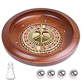 Extguds 16 Zoll Holz Roulette Rad, Handgefertigtes Casino Stil Massivholz Roulette mit 4 Metall Roulette Bälle für Erwachsene, Premium Geschenk für Spieleabend Party