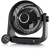 CSL - Akku Tischventilator mit Fernbedienung – sehr leise - Oszillation – 10 Geschwindigkeitsstufen – Fernbedienung