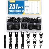 Caianwin 251 Stück Bilderhaken Set mit Schraubendreher, Zackenaufhänger für Bildaufhänger und Wandbefestigung in Haus, Büro (Schwarz)