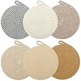 Omtofo 6 Stück Topfuntersetzer, Untersetzer Topf, Topfuntersetzer Baumwolle, 20cm Isolierte Platzset Runde Geflochtene Zum Kochen In KüChe Für KüChe SchüSsel Topf Pfannen Kanne Und Teller (6 Farben)