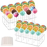 Szaboviktoria 2 Stück Cake Pop Ständer mit 100 Cake Pop Stiele,20 Löcher Cakepopständer,Cake Pops Stiele,Cakepop Stiele,Für Halloween, Geburtstage, Hochzeiten, Babypartys, Süßigkeitenpartys