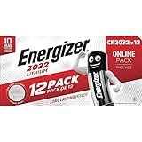 Energizer Lithium - CR 2032 Knopfzelle 3V Batterien (12 Stück) - Air Tag, Autoschlüssel, Fitnesstracker, medizinische Geräte - 10 Jahre lagerfähig [Exklusiv bei Amazon