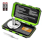ORIA Digitalwaage Milligramm Waage, 50g / 0,001g Taschenwaage, Schmuckwaage, Präzisionswaagen mit Tara Funktion, Tragbare Mini-Waage mit 50g Kalibriergewichte und Pinzetten, LCD-Anzeige - Grün