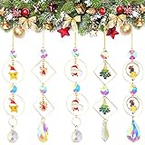Kristall-Sonnenfänger, 5 Stück, hängende Weihnachts-Sonnenfänger, Ornament, Kristallkugeln für Weihnachten, Fenster, Haus, Garten, Dekoration, Weihnachtsgeschenke