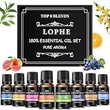 LOPHE Ätherische Öle Set 8 x 10 ml, Ätherische Öle Set für Diffuser, Reines Natürliche Duftöle Set für Seife, Kerzen, SPA
