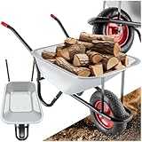 tectake® Schubkarre groß 100 Liter, Gartenschubkarre mit Luftreifen, Schubkarren mit verzinkter Wanne, Bauschubkarre, Reifen mit Stollenprofil, als Materialtransporter, Lastenwagen oder Gartenkarre