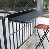 Verstellbarer klappbarer Balkontisch für Terrasse und Garten, platzsparender Geländertisch für Balkone und Decks, perfekt zum Essen und Entspannen