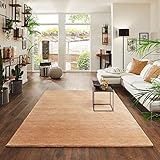 Steffensmeier Gabbeh Teppich Jaipur | Wolle, Sand, Größe: 200x200 cm Kurzflor Teppich für Wohnzimmer Handloom
