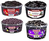 4 Dosen Haribo Lakritz Mischung Salino, Schnecken, Viola und Konfektstangen (2x 1200g, 1x 1148g) 1500g, 1x