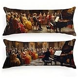Seitenschläferkissen Bezug Klavier, Retro Kissenbezug 50x150 2er Set Samt Verbessern Sie Schlafqualität Seitenschläferkissen, Doppelseitig Drucken Pillow Case für Schlafzimmer Wohnzimmer Bett,Model341
