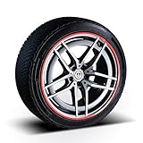 PRIORIM 4x Aluminium Felgenschutzringe (18 Zoll, Rot) - Kratzfester & Wetterbeständiger Rundumschutz für Autoreifen & Felgen - Effektiver Felgenrand-Schutz