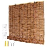 Bambus Rollo Aussenbereich, Bambusrollo Jalousine Terrasse, Jalousien Fenster Innen Nach Maß, Raffrollos für Türen und Outdoor Lichtfilternde, Sonnenschut Breite 40-180cm Höhe 40-300cm