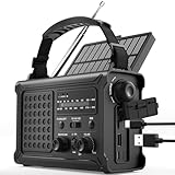 ROCAM 12000mAh Notfallradio, Kurbelradio mit 8500mm² Solarpanel & 650mA Kurbel, Tragbares Solar Radio mit AM/FM, LED Taschenlampe, USB, SOS, IPX6, Camping Radio Batteriebetrieben für Notfälle&Blackout