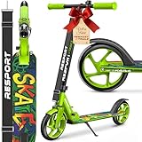 RE:SPORT® Cityroller für Kinder & Erwachsene mit Klingel & Tragegurt | Tretroller Scooter höhenverstellbar & klappbar bis 100 kg | Kinderroller Kickscooter rutschfestes Deck | Kickroller große Räder