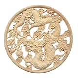 Kesheng Holzornament Drache Schnitzerei Rund für Möbel Schrank Wand Dekoration