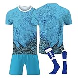 Trikot Sets Gemusterter Drache für Kinder, Fußballtrikot für Kinder, Herren Jungen Fussball Jersey Football Trikots, Sportshirt Junge Football Training Tshirts Shorts
