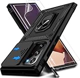 Kameraschutz Handyhülle für Samsung Galaxy Note 20 Ultra Hülle mit Displayschutz, Magnet Metall Ring Halter Note 20 Ultra Tasche Case Stoßfest Schutzhülle für Samsung Note 20 Ultra Handy (Schwarz)