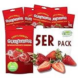 Summmer Gefriergetrocknete Erdbeeren - 5er Pack - Ohne Zucker, 100% Natürlich, Leckerer Knusper-Snack für Kinder & Erwachsene, Ideal für Müslis & Lunchboxen (55g)