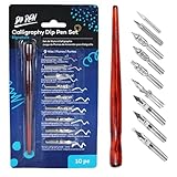 CEJAS Federhalter und Halter Set mit 1 Federhalter 9 Federn Comic Stiftspitzen Set Kalligraphie Tauchstift Zeichenfeder Schönschreibfüller Schreibfeder Stifthalter Kalligrafie Set für Künstler