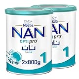 Nestlé NAN Optipro Stufe 1, von 0 bis 6 Monaten, 800 g Doppelpack (800 g x 2)