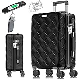 KESSER® Reisekoffer 84L Koffer Handgepäck ABS Hartschalenkoffer mit Zahlenschloss, Kofferwaage & Reisebrieftasche 360° Rollen | Rollkoffer für Business & Reise Trolley Black