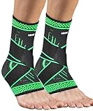Arpama 2 Stück Verstellbare Knöchelbandage & Sprunggelenkbandage Bandage Fußgelenk - Fußbandage für Plantarfasziitis & Achillessehne Schmerzen, Orthopädisch Universal Rechts/Links (2x Grün, L)