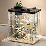 Cachpib Aquarium Komplett Set, Fischtank Aquarium mit LED-Beleuchtung und Pumpe, Mini Desktop Aquarium, Acryl Aquarium Starter Kit Fisch Tank Kit für Haus Büro Tischdekoration