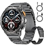 LIGE Smartwatch Herren mit Telefonfunktion/Taschenlampe, 1,56' AMOLED Smart Watch Herren mit SpO2/Herzfrequenz/Schlafmonitor, 100+ Sportmodi, IP68 Wasserdicht Fitnessuhr für Android iOS