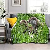 3D Drucken Kuscheldecke 70x100cm Dunkelbrauner Otter Wohndecke Flauschige Warm Weiche Schmusedecke Sofadecke Jungen Mädchen für Wohnzimmer, Schlafzimmer, Camping, Picknick