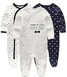 Kiddiezoom Unisex Schlafstrampler Baby Jungen Overall 3er Pack Pyjamas Baumwolle Strampler Jumpsuits Langarm Spieler Babykleidung mit