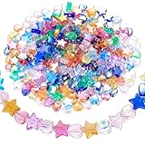 700 Stück Perlen für Armbänder Perlen zum Auffädeln, Bunte Sternform Perlen und Herzperlen, Acryl Bastelperlen zum Auffädeln für DIY Handwerk Armbänder Schmuckherstellung Halsketten Selber Machen