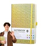 Glitzer-Notizbuch, liniert, A5, Hardcover-Tagebuch, 21,6 x 14,5 cm, 160 linierte Seiten, Glitzer, kein Abziehen, Hardcover-Notizbücher mit Bandage zum Schreiben