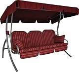 Angerer Hollywoodschaukel Ibiza – Schaukel zum Sitzen, Liegen & Entspannen, inkl. Bett-Funktion, einfache Montage, Made in Germany, hochwertiger Stoff, Bordeaux mit Streifen