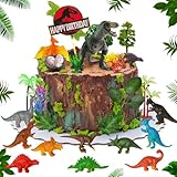40 Stück Kuchendeko Dinosaurier Set, Dschungel Dino Tortendeko Dinosaurier Kuchendeko Dinosaurier Party Kuchen Dekoration Cake Topper Dinosaurier Tortendeko für Kinder Junge Party Miniatur Deko