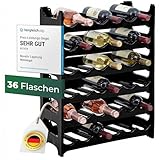 Novaliv Flaschenregal für 36 Flaschen aus Kunststoff, erweiterbar, Weinregal stapelbar, Schwarz, Getränkeregal Flaschen Regalsystem, Regal für Getränke, Flaschenschrank, Spirituosen Regal