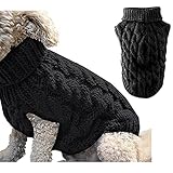 Rollkragen-Strickpullover für Haustiere, Winterwärmer, Dicker Pullover, Strickwaren, Häkelmantel, Kleidung für kleine, mittelgroße und große Hunde, Welpen, Katzen (S, schwarz)