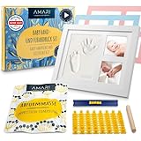 Amari® Gipsabdruck Set Baby Hand- und Fuß – Abdruckset Baby mit Bilderrahmen - Baby Geschenk - Fußabdruck Baby, Handabdruck Set, Baby Zubehör, Neugeborenen Geschenk, Babyparty