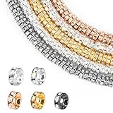 500 Stück Funkelnde Perlen für Armbänder，DIY Perlen zum Auffädeln, Strassstein Bastelperlen zum Auffädeln，Rondelle Zwischenperlen für Armbänder und Halsketten （Gold, Silber, Rose Gold, Gunmetal, AB)