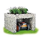 bellissa - Zink-Aluminium, Gabionen Mähroboter-Garage - 97296 - Bepflanzbare Rasenmäher-Garage mit Pflanzschale, Silber - 75x75x53 cm