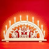 SIKORA LB10-10 klassischer 10-flammig beleuchteter XXL Holz Schwibbogen Gute STUBE Breite ca. 71 cm