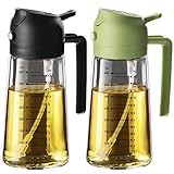 TrendPlain 16oz Ölsprüher für Speiseöl – 470ml Olivenöl Flasche – 2-in-1 Ölspender und Ölsprüher – Küchen Gadgets für Kochen, Salat und Grill Schwarz & Grün