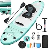 JUMMICO Stand Up Paddling Board, 320cm *80cm*15cm Aufblasbares SUP Board, 2-in-1 Stand Up Paddle Mit Sitz und verstellbarem Paddelbrett, Bis 160kg, Ideal zum Surfen, Angeln, Yoga, Hellblau