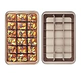 SVNR Brownie Backform,Antihaftbeschichtete Kuchenform Brownie mit Trennwänden,Antihaftbeschichtete Brownie-Pfanne für Professionelle Scheiben,Backblech Brownie,für 18 Vorgeschnittene Brownies