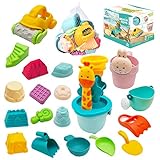 JoyGrow Kinder Sandspielzeug,Strand Spielzeug Set in Wiederverwendbarer Netzbeutel,Wasser Spielzeug mit Spaten Schaufel,Sandkasten Eimer Tier Formen,Badespielzeug für Jungen und Mädchen