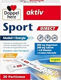 Doppelherz Sport DIRECT - Muskel + Energie - Magnesium, Calcium & B-Vitamine - für Sportler und körperlich Aktive - 20 vegane Portionen mit Orangen-Geschmack